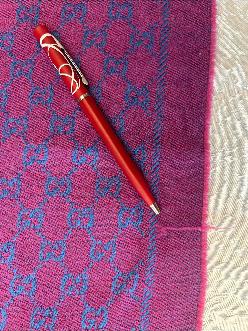 Gucci Purple and Blue GG Jacquard Silk Scarf